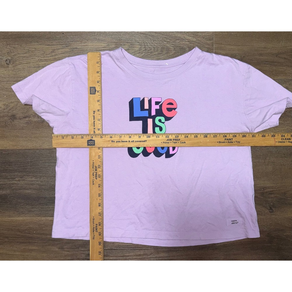 Life is Good Crusher Tee Womens Medium Purple Graphic Short Sleeve Boxy T-Shirt - Picture 2 of 4